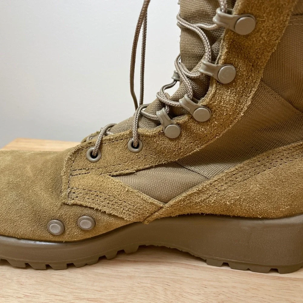 Mens Tan Suede Leather Military Combat Boots Vibram Sole Lace Up Work Outdoor